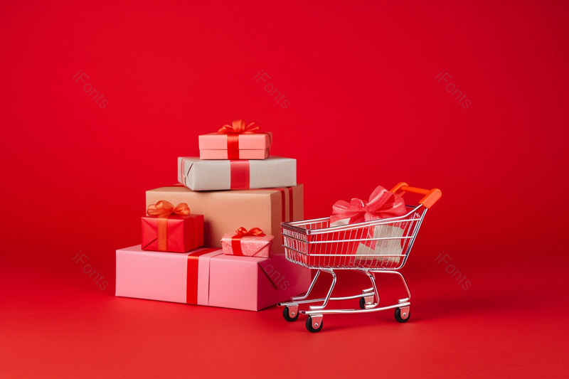 狂欢节购物车和礼品盒,高清,摄影图,摄影图片,图片大全,摄影图免费下载
